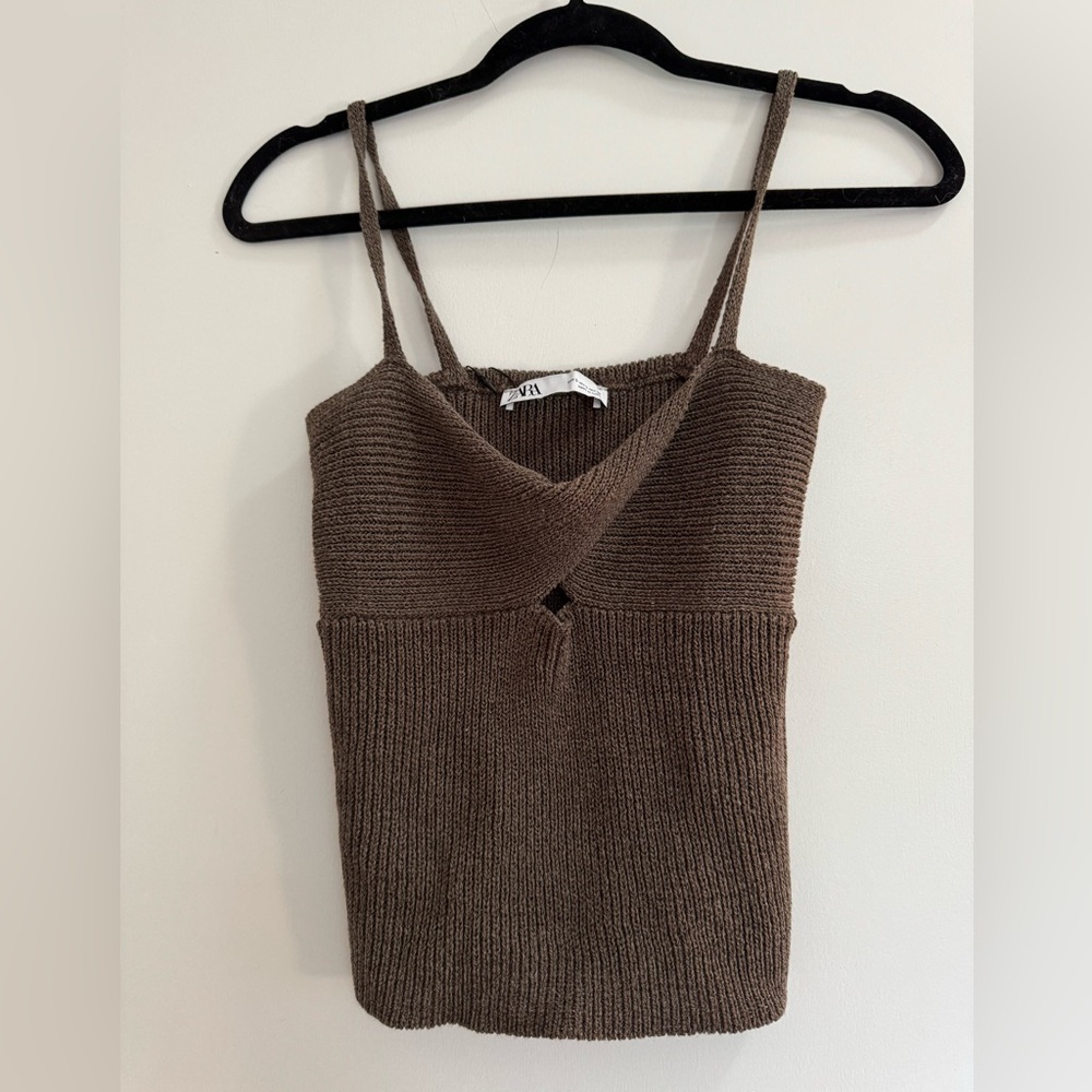 Zara Basic Knit Linen Blend Top - image 5